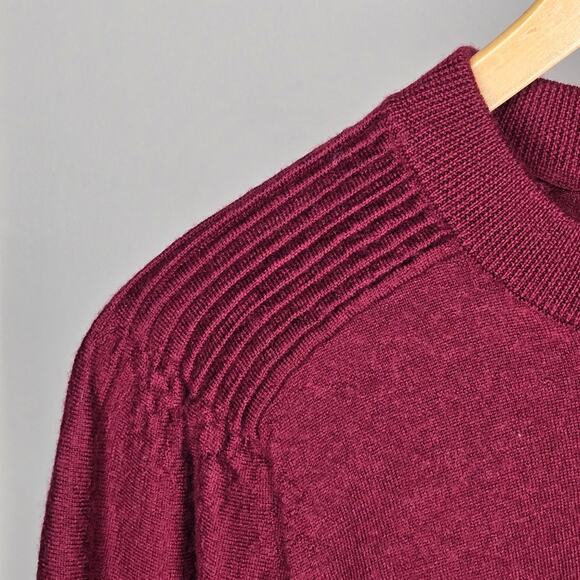 TALBOTS Womens Burgundy Long Sleeve Merino Wool Sweater Size M - Picture 3 of 4